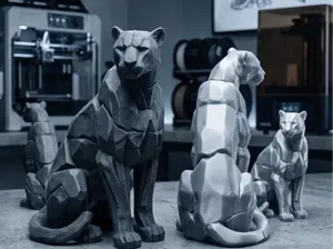 Low Poly Panther | Modern Animal Sculpture