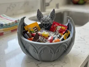 Gothic Bat Candy Bowl - Halloween Spooky Decor