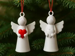 Angel with heart christmas tree ornament