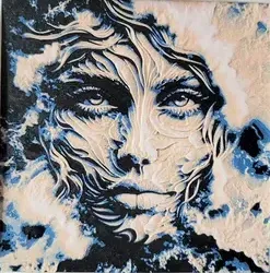 Woman face in the waves hueforged