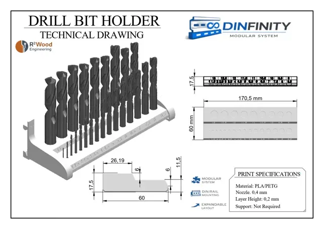 Drill Bit Holder DIN Rail | DIN Infinity — Фото 5 из 6