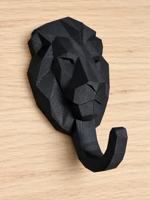 Geometric Lion Wall Hook – Hidden Slide-On Mount — Image 3 of 12
