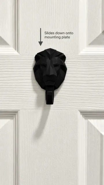 Geometric Lion Wall Hook – Hidden Slide-On Mount — Image 12 of 12