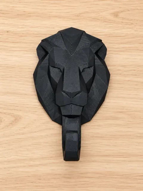 Geometric Lion Wall Hook – Hidden Slide-On Mount — Image 2 of 12