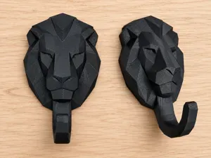 Geometric Lion Wall Hook – Hidden Slide-On Mount