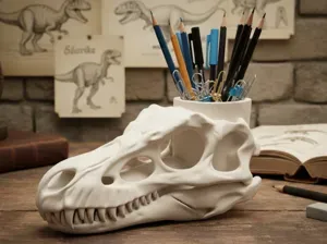 T-Rex Skull Desk Organizer/ Pen Holder & Tray