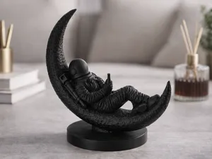 Astronaut on Moon Sculpture - Space-Aesthetic Art