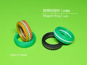 只需2g！！！一体打印、精致、轻薄款、可旋转、无声、 i人解压指环、波浪纹 、配色diy