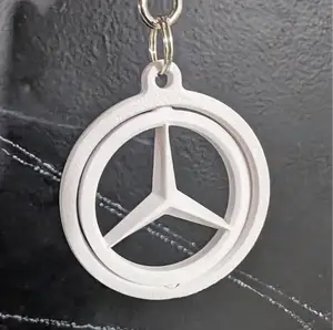 Spinning Mercedes Logo Keychain