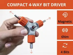 Compact 4-Way Magnetic 1/4″ Bit Driver