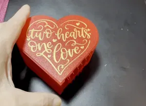 "Two Hearts One Love" Heart-Shaped Print-in-Place Box