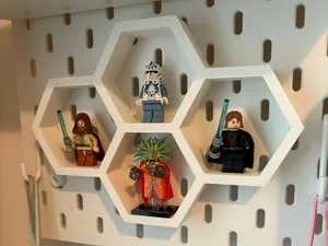 Ikea Skadis hex brick minifigure display
