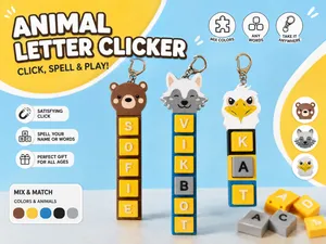 Animal Letter Clicker Keychain