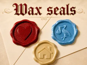 Wax Seal Style Envelope – Heart, House & Stork