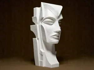 Geometric Woman Head Sculpture