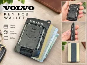 Slim Minimalist Wallet for Key Fob + Cards - Volvo