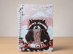 Notebook cover with cute raccoon design