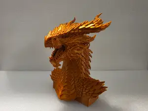 Golden Dragon Bust - Majestic Flame Guardian