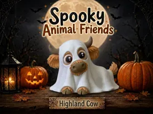 Ghost Highland Cow Spooky Animal Friends