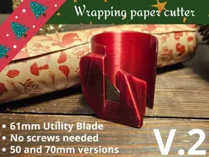 Wrapping paper cutter V2 - 2 sizes - Utility Blade
