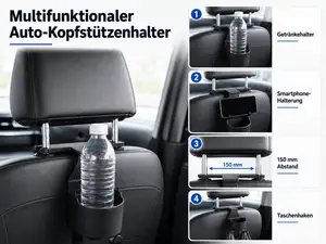 Auto Kopfstuetzen Organizer mit Becherhalter