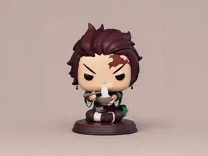 灶门炭治郎吃面-鬼灭之刃动漫周边手办-Funko丰高POP涂色玩具