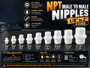 NPT Male to Male Nipples – 1/8" to 2"