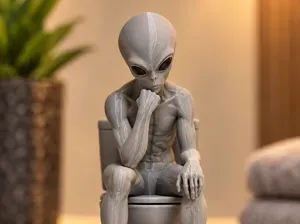Alien Thinker on Toilet – 2in1 Funny Alien Statue