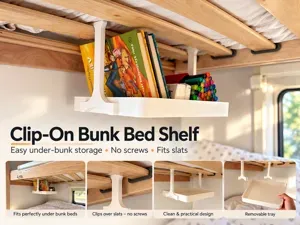 Clip-On Bunk Bed Shelf – No Screws, No Drilling!