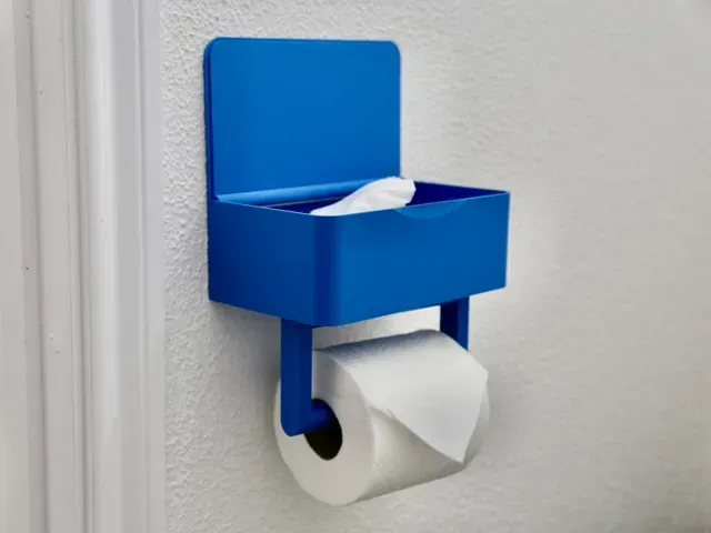 Toilet Paper Holder with Wet Wipes Box - No Screws