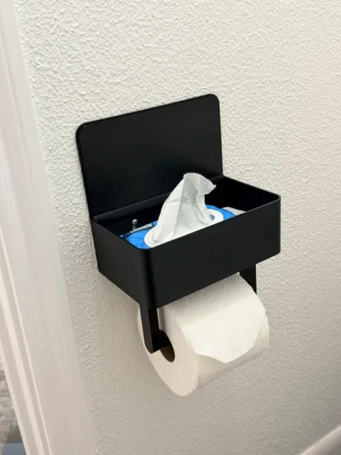 Toilet Paper Holder with Wet Wipes Box - No Screws — Image 3 of 11