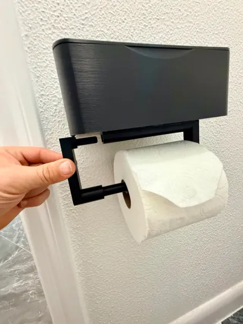 Toilet Paper Holder with Wet Wipes Box - No Screws — Image 5 of 11