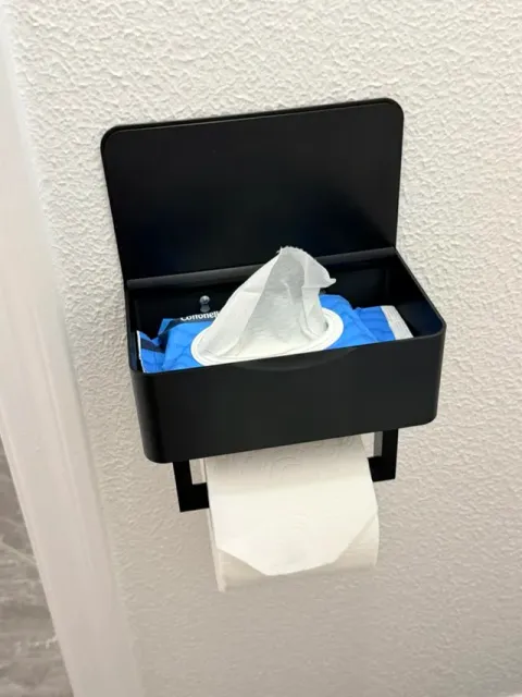 Toilet Paper Holder with Wet Wipes Box - No Screws — Image 4 of 11
