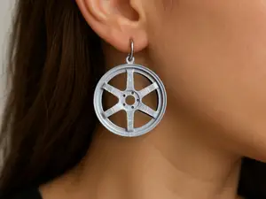 Iconic JDM TE37 wheel rim earrings for car girls