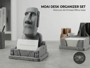 Moai Statue Desk Organizer & Office Suite