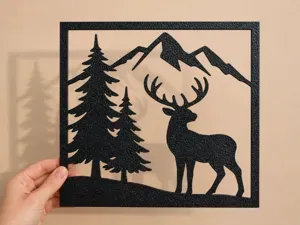 Mountain Deer Wall Art – Nature Frame Decor