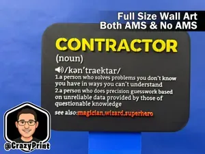 Funny Contractor Definition Sign / Wall Art No AMS