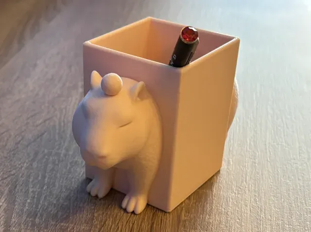 Capybara with Orange Penholder Box