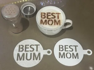 Best Mom & Best Mum Coffee Stencil Cappuccino art