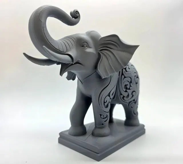 Ornately Carved Elephant on Pedestal — Фото 5 из 6