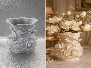 Scalloped Rose Garden Relief Decorative Vase