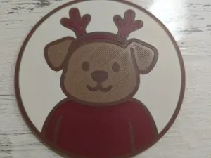 Christmas Coaster – Dog with Santa Hat