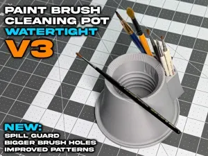 Miniatures Paint Brush Cleaning Pot v3- watertight