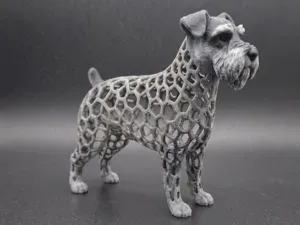 Stylized Sculpture Voronoi Schnauzer Dog Figurine
