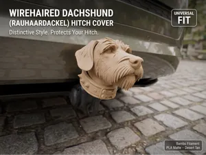 Wirehaired Dachshund Tow Hitch Cover Plug