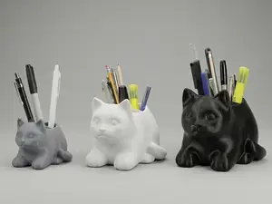 Minimalist Cat Desk Organizer / Pen Holder