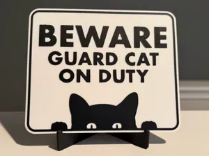BEWARE GUARD CAT ON DUTY - SIGN