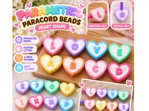 Parametric Heart Paracord Beads – Chunky Letters