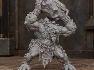 big troll with rock