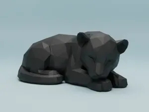Low Poly Sleeping Baby Panther